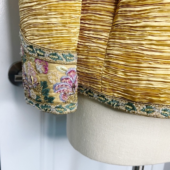 Mary McFadden Vintage 1990's Evening Jacket Blazer Beaded Floral Gold Size 12 - Picture 8 of 10